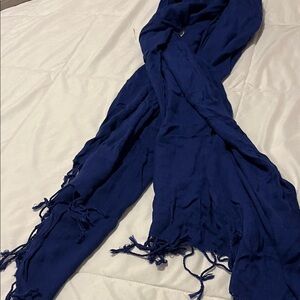 Elegant royal Blue Scarf with Fringe